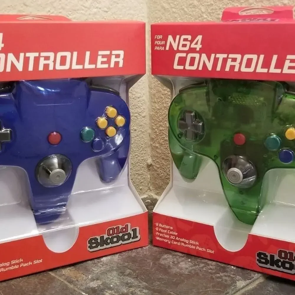 2 N64 Controllers - Blue & Jungle Green (NEW) - Nintendo64 - Old Skool